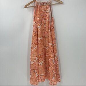 Michael by Michael Kors Silk Orange White Paisley Swing Dress M